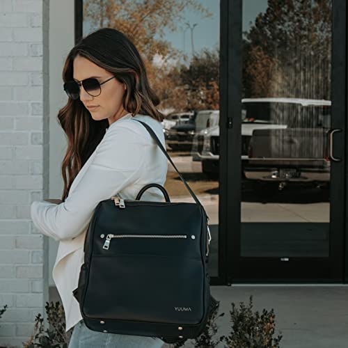 Yuuma Original Diaper Backpack-Minimalist Style With Comfortable Straps, Durable Vegan Leather, Large Capacity Packing (Onyx) #TOP6