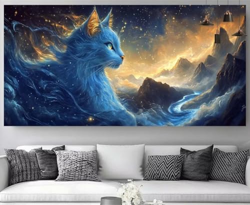 Peinture diamant 5D chat géant pour décorer le salon et s'amuser en famille le week-end