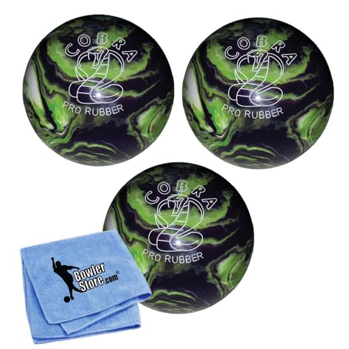 EPCO Duckpin Bowling Ball - Cobra Pro Rubber - Purple, Lime & White (4 7/8 inch- 3lbs. 10oz.) - 3 Balls