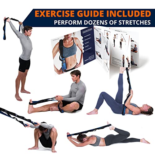 Brazyn - Mobility Strap - 12 Loop Stretch Straps Accessory For Yoga Physical Therapy Pilates Stretching Flexibility Running Dance Gymnastics With Travel Pouch Bag And Mobility Booklet Guide - Silver/Gray #TOP3