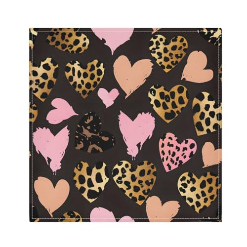 Servilletas de Tela Leopardo Corazón Set x6 20x20 pulgadas miniatura 1