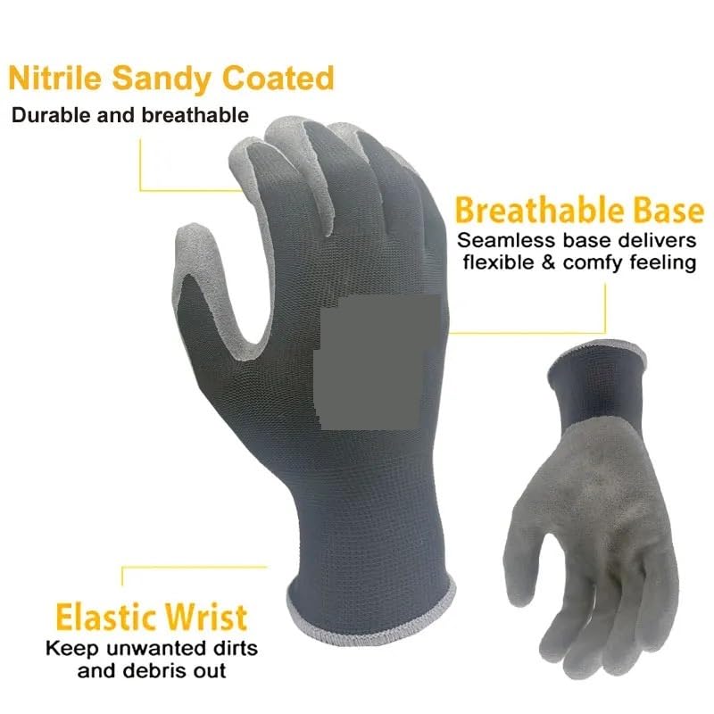 Guanti Da Lavoro Antiscivolo 12 pezzi/6 paia Guanti da lavoro presa for costruttori edili in cotone poliestere lavorato a maglia for il giardinaggio(Blue,XL)