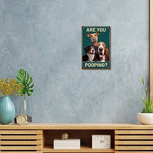 CREATCABIN 3Dogs Blechschild Toilette Vintage Metallschild Are You Pooping Retro Gemälde Plakette Eisenschild Wanddekoration Kunstwandbild Aufhängen Für Toilette,Waschraum,Badezimmer,30x20cm
