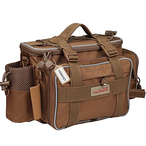 YOGAYET Portable Outdoor Fishing Tackle Bag Multifunctional Lure Waist Fanny Pack Water-Resistant Soft Sided Shoulder Carry Strap Storage Khaki