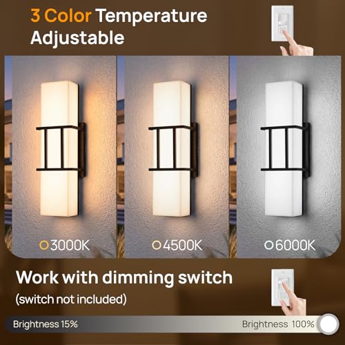 JOKAONOTL 15" H LED Modern Outdoor Wall Sconce Lights 2 PC by JOKAONOTL - Used condition - Image 2