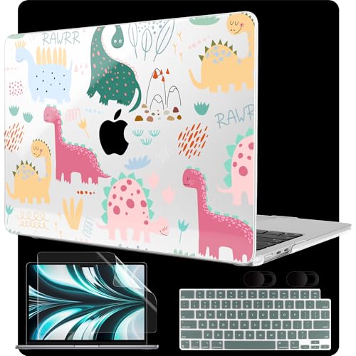 Image of MEEgoodo Case for M5 /M4 /M3 /M2 MacBook Air 13 inch 2026 2025 2024 2022, Fit Model A3449 /A3240 /A3113 /A2681, Case Compatible with MacBook Air 13.6-inch, Cute Dinosaurs