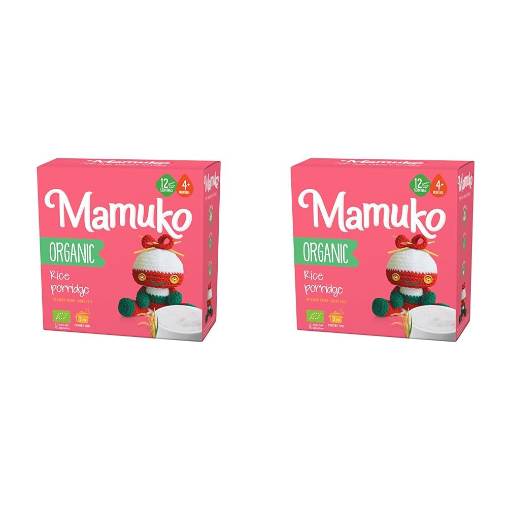 MAMUKOOrganic Baby Rice Porridge - Nutritious & Easy to Digest, Ideal for Infants, 12 Servings (Pack of 2)
