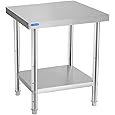 Stainless Steel Table, 14" x 24" Prep Workstation, 1000 LBS, NSF Commercial Work Table with Adjustable Undershelf and Lockable Casters, for Restaurant, Home, Kitchen, Hotel, Outdoor