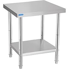 Stainless Steel Table, 14" x 24" Prep Workstation, 1000 LBS, NSF Commercial Work Table with Adjustable Undershelf and Lockable Casters, for Restaurant, Home, Kitchen, Hotel, Outdoor