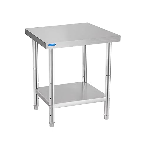 Mesa de acero inoxidable para preparación y trabajo con estante inferior de 18 x 24 pulgadas, mesa de preparación de cocina comercial de metal NSF