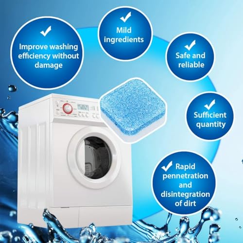 Image of Zerfa Pack of 50 Washing Machine Deep Cleaner Tablets, Descaling Powder Tablets for All Company's Front & Top Load Machine, for Automatic Cleaning of Tub & Drum Stain Remover (15g Each | 750g Total)