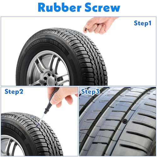 Image of Yolev 50 Pcs Tire Repair Kit Tire Plugs Tire Puncture Spikes Tire Repair Rubber Nail Tire Repair Nail Tire Repair Rubber Screws Vacuum Self-Service for Car Motorcycle ATV Tire Puncture Repair