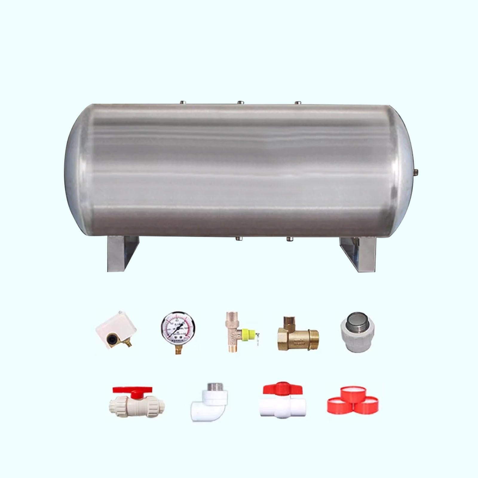 Serbatoio dell'acqua pressurizzato orizzontale in acciaio inossidabile con staffa 55 x 75 cm ideale per lo stoccaggio dell'acqua domestica e industriale, soluzione di pressione durevole ed efficiente
