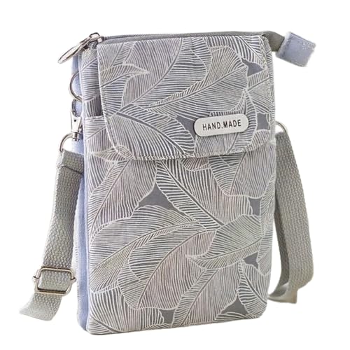 Women's Small Canvas Crossbody Bag - Cell Phone Wallet with Shoulder Strap