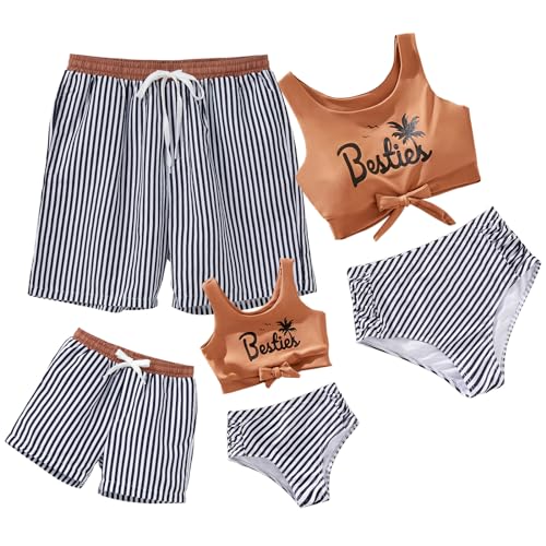 Image of IFFEI Family Matching Mommy and Me Swimsuits Two Piece Bikini Set Tank Top and Bottom Bathing Suits Swimwear