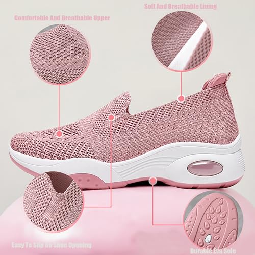 Women'S Mesh Slip-On Orthopedic Sneakers Lightweight Breathable with Arch Support Air Cushion Wedge Yaoyao Shoes for Diabetes Arthritis Nurse Walking Shoes2