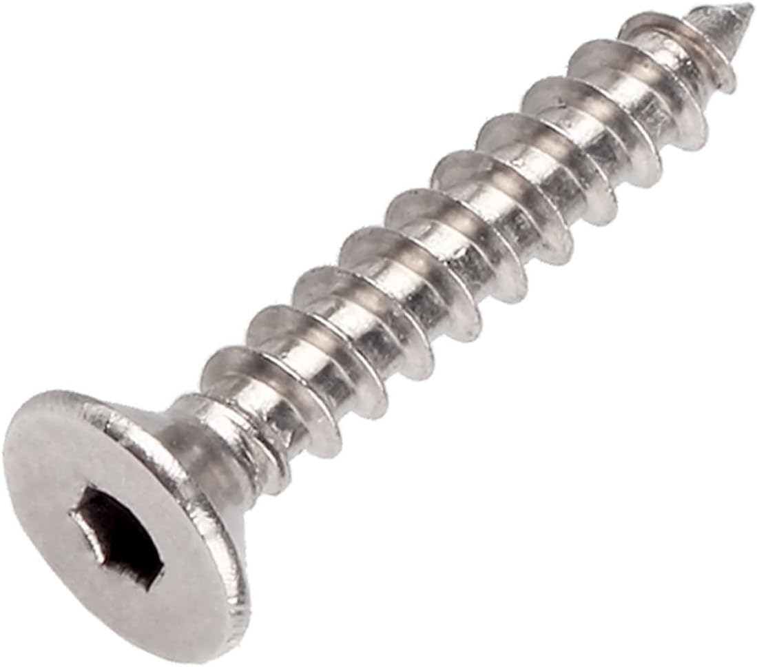 Flat Head Self Tapping Screws - Stainless Steel 304 Countersunk Self Drilling Hexagon Socket Wood Screws M3 M4 M5 M6