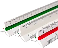 Escalímetro com Estojo Régua Triangular Plástico 30cm Escalas N° 1