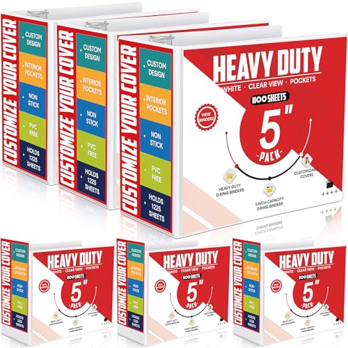 Sinload 6 Pcs 3 Ring Binder, Large Capacity D Ring Binders...