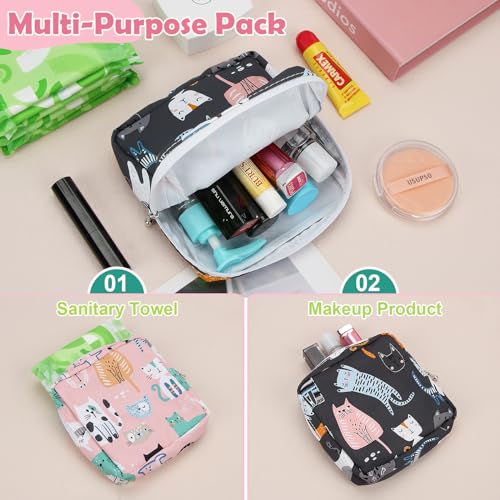 Image of Sanitary Pad Storage Bag Portable Period Bag for Teen Pads /Sanitary Napkins /Small Tampons, Sanitary Napkin Storage Bag First Period Gifts for Teen Girls (Purple Hearts)