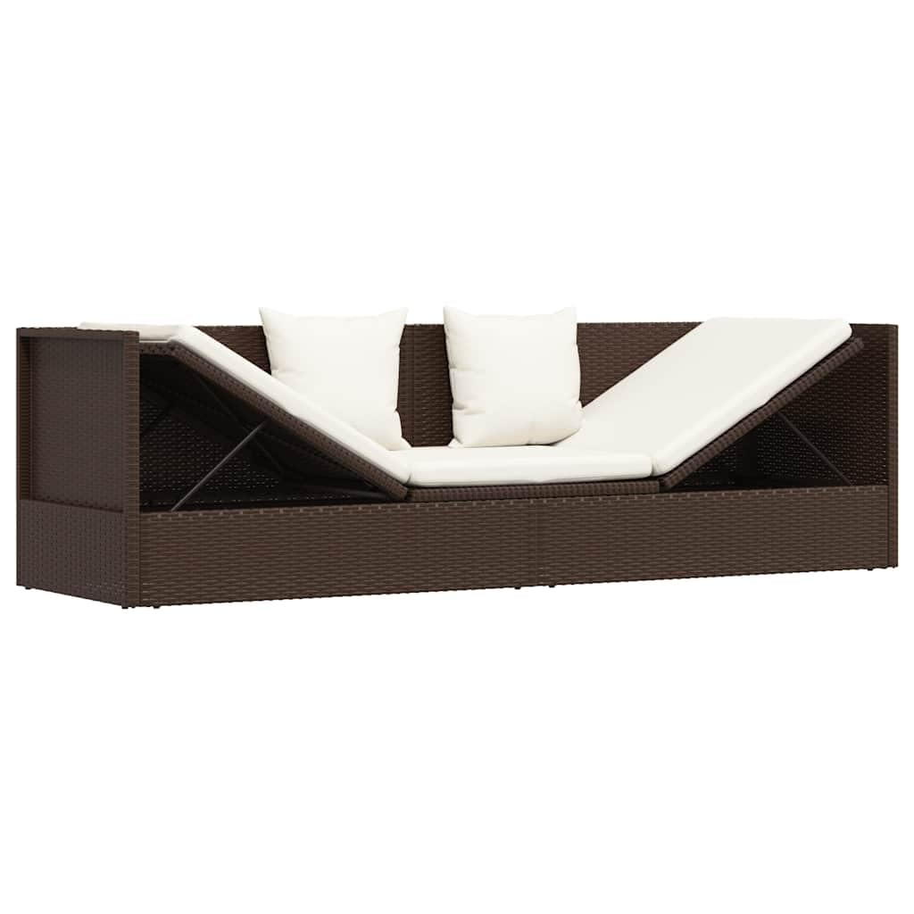 vidaXL Tumbona Sofá de Jardín con Cojines Sillón Silla Patio Exterior Aire Libre Balcón Asiento Decoración Mueble Comedor Restaurante Ratán Sintético Marrón