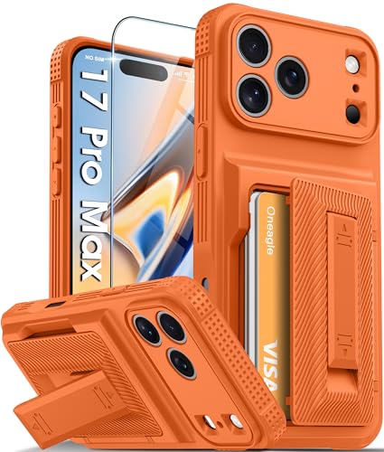 Oneagle Wallet for iPhone 17 Pro Max Case with Card Holder (4-5 Cards) [RFID Blocking] [Screen Protector] Full Camera Protection with Kickstand 15FT Shockproof Heavy Duty Case for iPhone 17 Pro Max