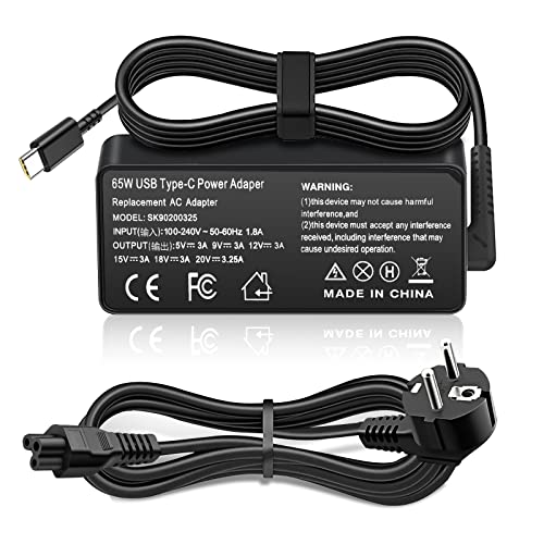 65W USB-C Cargador Adaptador para Lenovo ThinkPad T480 T480s T490 T490s Chromebook 100e 300e 500e C330 S330 C340 CB311 CB314 CB315 CB315-1H N16Q10 N17Q9 N17Q5 Yoga C930 C740 ThinkPad X1 Carbon T470s Cover