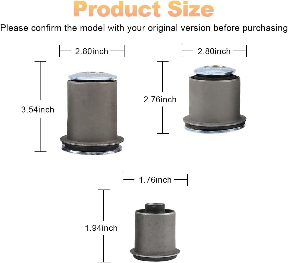 WMPHE Front Upper & Lower Control Arm Bushing Kit Compatible with Toyota Sequoia 2001-2007, Toyota Tundra 2000-2006, Replacement for 48632-34010 48654-34010 48655-34010- 8PCS