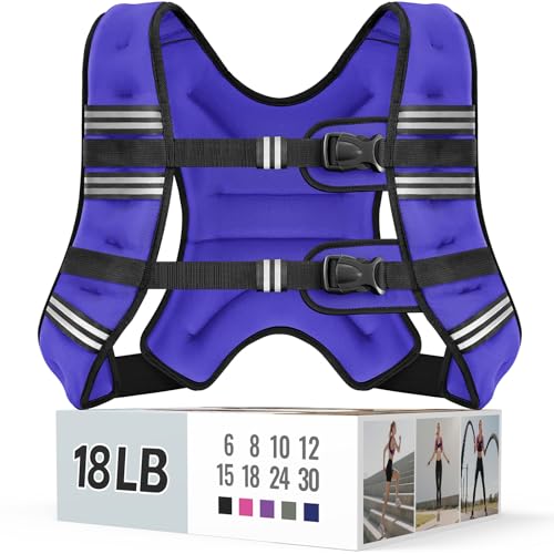 Image of Zeerun Weighted Vest, 6lb /8lb /10lb /12lb /15lb /18lb /20lb /24lb /30lb for Men Women, Reflective Stripe Adjustable Buckle, Comfortable Durable Rucking Vest for Walking Running Strength Training