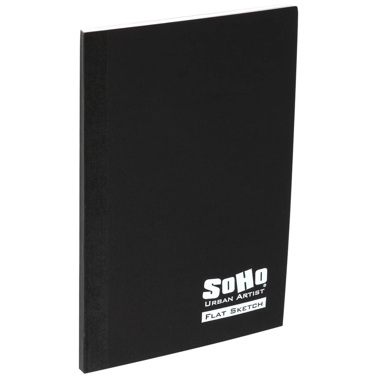 Soho Urban Artist Black Tape Bound Lay Flat Sketch Book, Cover, 4X6 30 Sheets, Smooth Mixed Media Sketchbook, 71Lb. (106 Gsm) Paper Travel Art Journal, Customizable Soft Cover