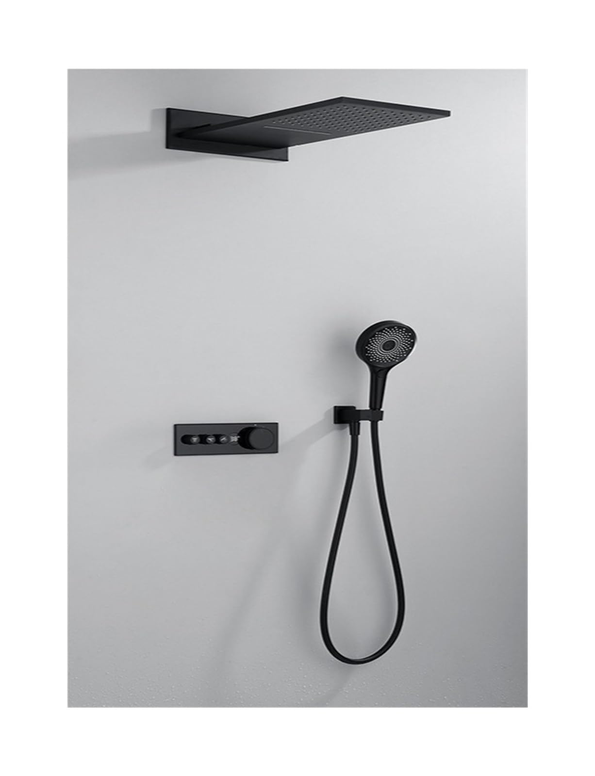 Soywim Matte Black Shower System, Bathroom Shower Faucet ，Intelligent Digital Display Wall-Mounted Set Black，Rose Gold Copper Concealed Constant Temperature(Matte Black)