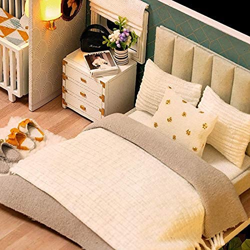 DIY Puppenhaus DIY Puppenhaus Spielzeug Holz Miniatura Puppenhaus Miniatur Puppenhaus Spielzeug mit Möbeln LED Lichter… – Bild 7