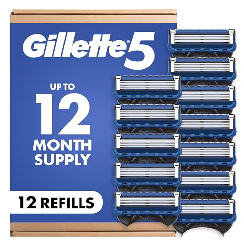 Gillette5 Mens Razor Blade Refills, 12 Count, Lubrastrip for a More Comfortable Shave