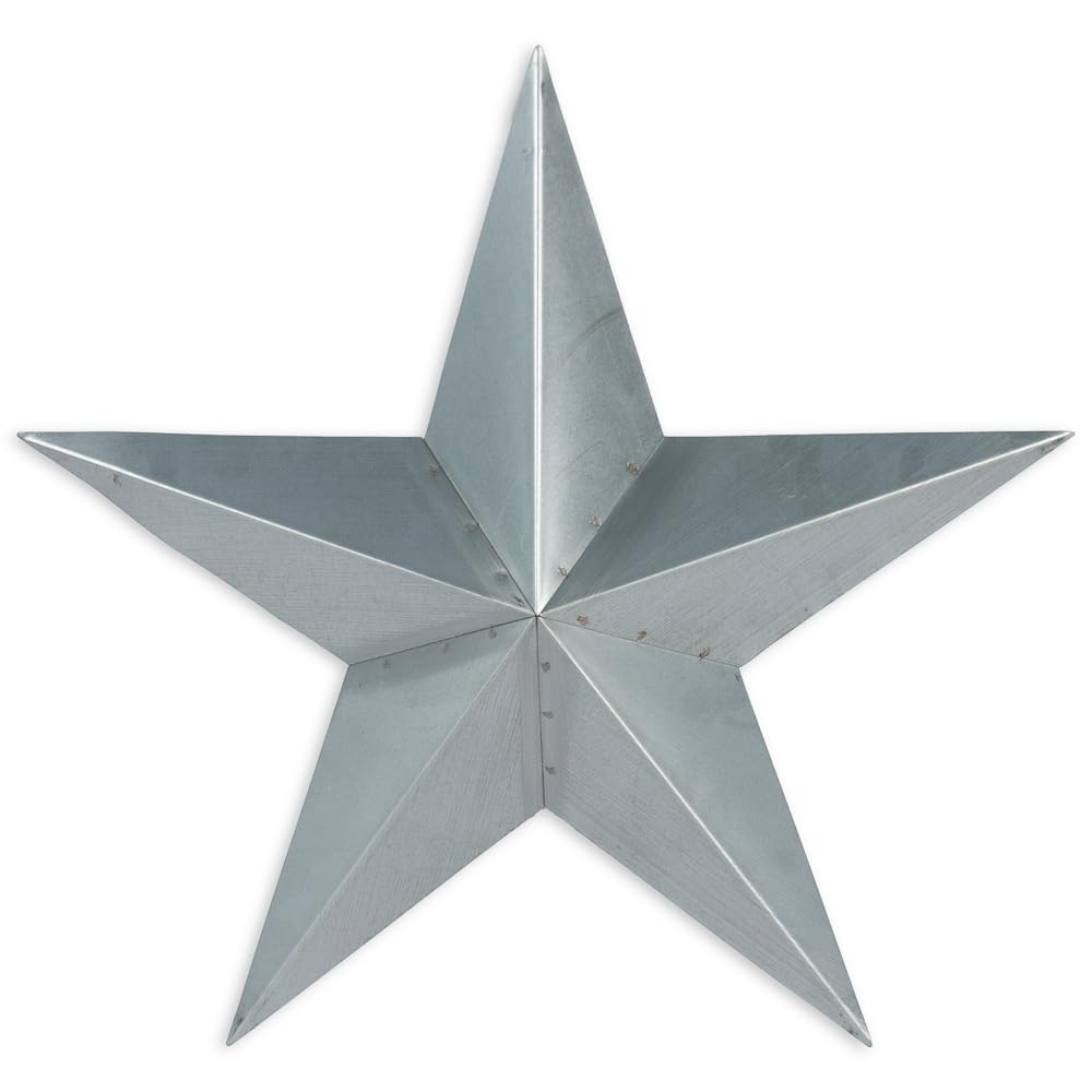 Rustic Galvanized Metal Barn Star for Home Decor - Farmhouse Country Primitive Barn Star Wall Decor (Size: 15 inch x 15 inch)