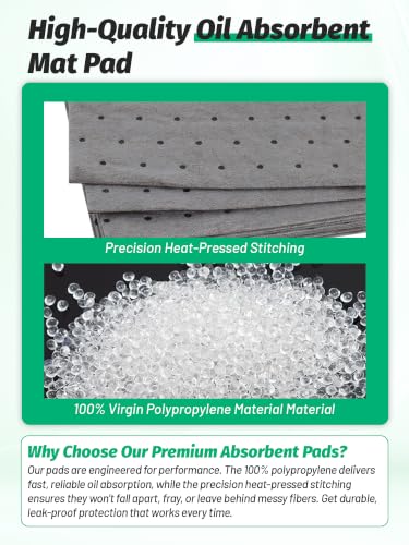 Image of Heavy Duty Oil Absorbent Pads 9.8 inch x 13 inch 200 Pcs Automotive Absorbent Pads