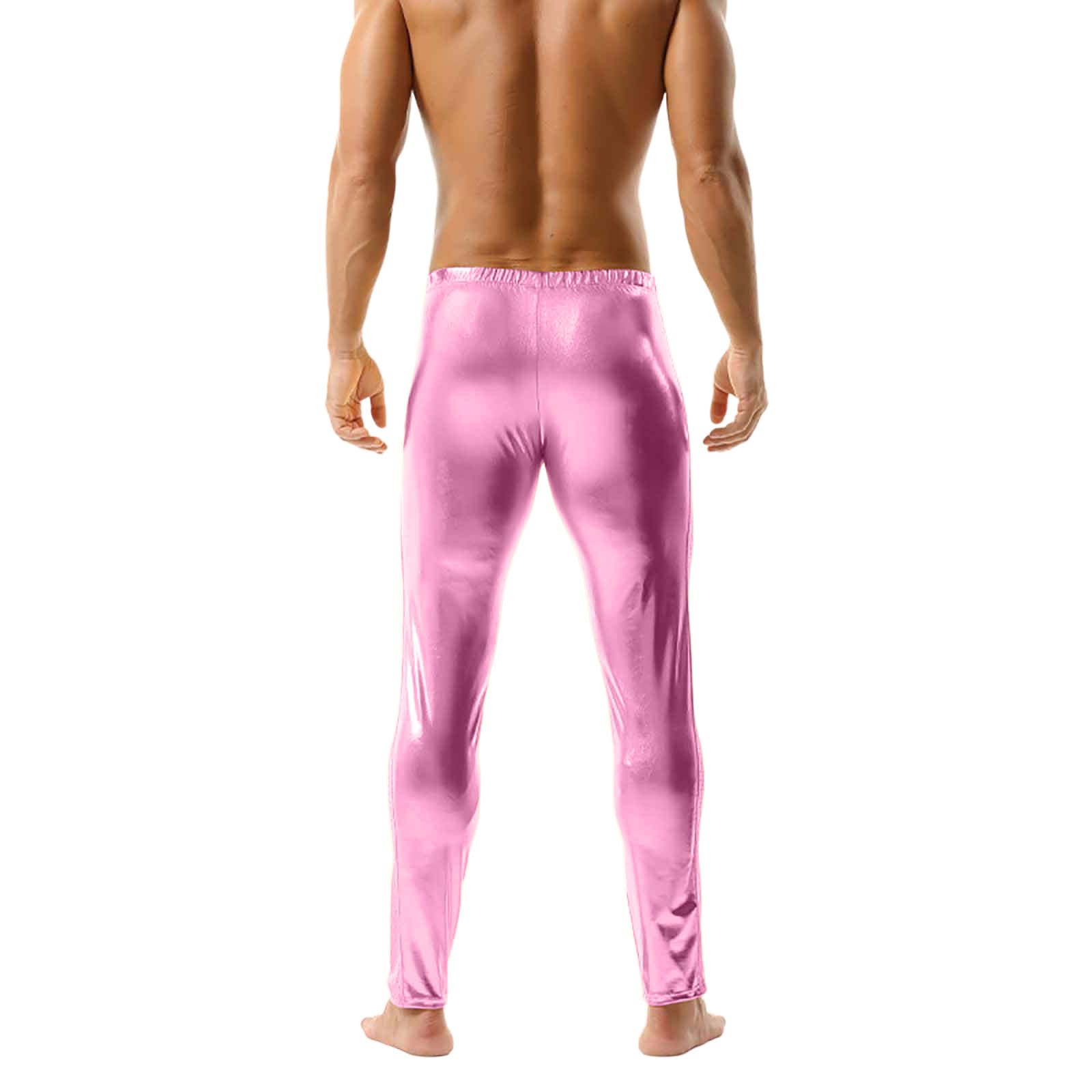 Leggings de Piel Sintética Metalizados para Hombres - Pantalones Ajustados Ropa de Club