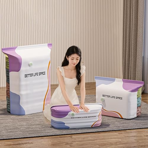 Bolsas de almacenamiento al vacío sin bomba en pack de 3 piezas reutilizables para ropa y mantas 4