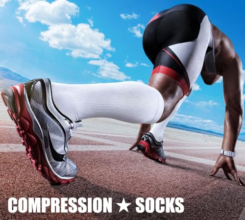Image of CHARMKING Compression Socks for Women & Men Circulation (3 Pairs) 15-20 mmHg is Best Support for Athletic Running Cycling
