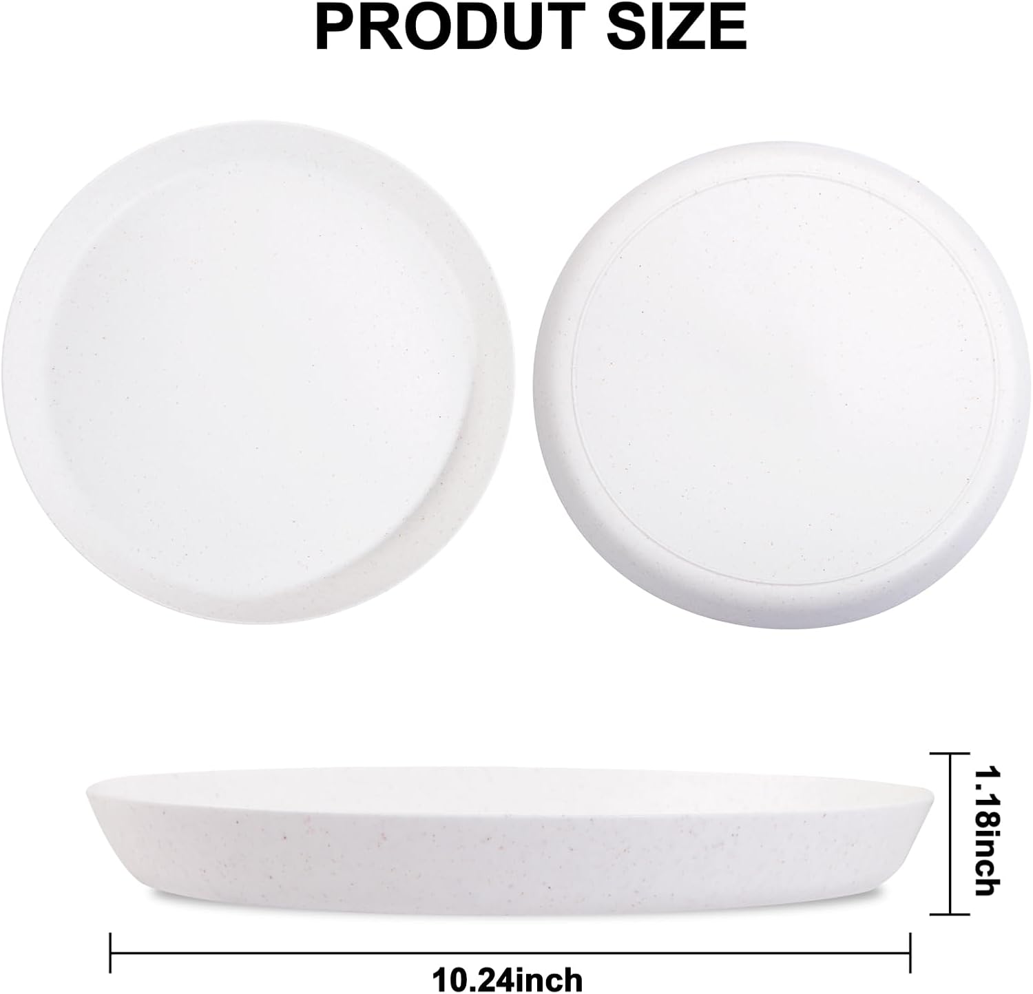 ejonirinjonir EI 18pcs White Wheat Straw Dinner Plates,Lightweight Dinner Plates,Premium Reusable Plastic Plates,Unbreakable Deep Big Plate for School,Family Dinner,Picninc