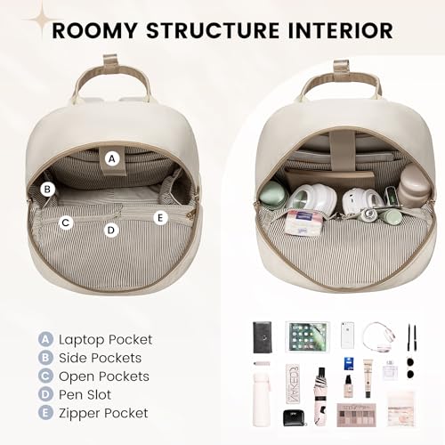 Image of LOVEVOOK Backpack Purse for Women, 14 Inch Laptop backpack Cute Waterproof Backpacks Stylish Travel Bags Vintage Daypacks with USB Port Bookbag for College School Work
