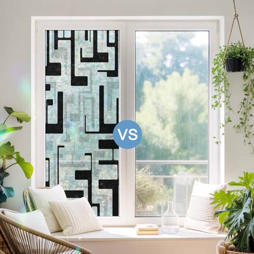 Vinilo decorativo para ventana opaco con franjas geométricas negras 17.7x39.3 in miniatura 4