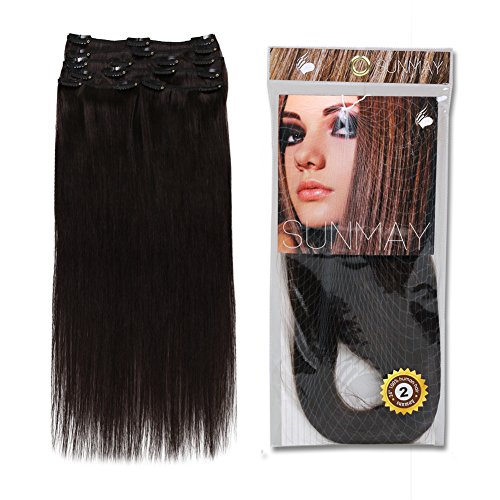 SUNMAY16''--22'' Remy Human Hair Clip in Extensions Dark Brown (Color #2) 8 pcs Full Head Set 65g-85g MDN (22''85g #2)
