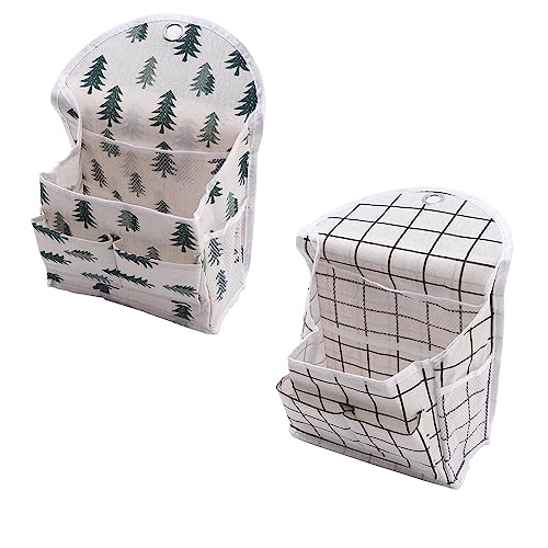 Leadigol 2-Pack Wall Hanging Storage Bags, Multi-Function Cotton Linen Toiletry Bags, Contemporary Style, Hanging Organizer, Home Organization