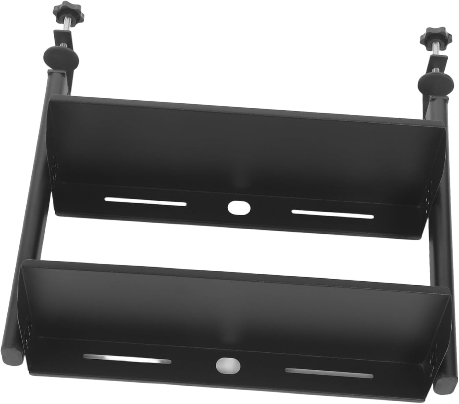 Adjustable 2-Tier Iron Desktop Organizer Shelf with Easy Installation, Modern Minimalist Desk Storage Rack for Home and Workspace, Black Desk Display Shelf for Office Accessories