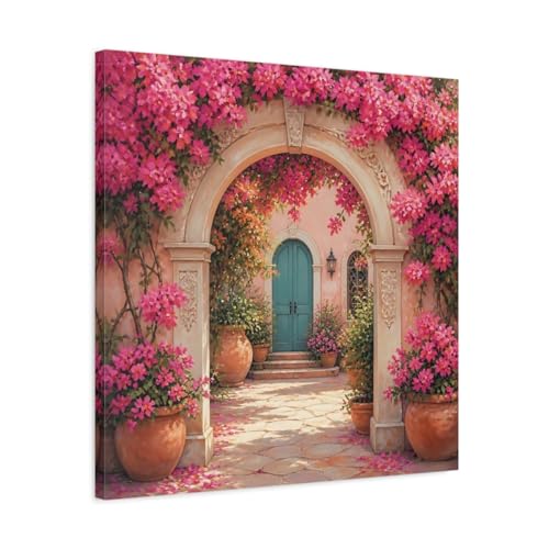 Toile bougainvillier rose pour illuminer un salon sombre et créer un point focal élégant