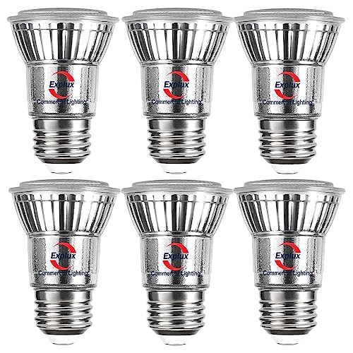 Explux LED PAR16 Long Neck Spotlight Bulbs, Dimmable, 60W Equivalent 500 Lumens, Classic Full Glass, 3000K Bright White, 6-Pack