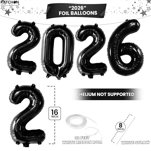 Image of KatchOn, Graduation Balloons - Pack of 11 | Black and Gold Graduation Decorations 2026 | 2026 Graduation Party Decorations