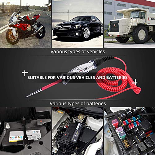 Premium Led Bulb Automotive Circuit Tester, 6-24V Test Light With 135 Inch Pu Extended Spring Wire, Sharp Hard Steel Probe Vehicle Circuits Low Dc Voltage Light Tester #TOP4