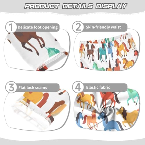 Bolaz Toddler Girls Leggings Printed Yoga Pants Leggings Blue Yellow Pink Horse for Kids3