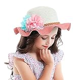 Summer Girl Half a Flanging Straw Hat Beach Sun Cap with Two Flowers